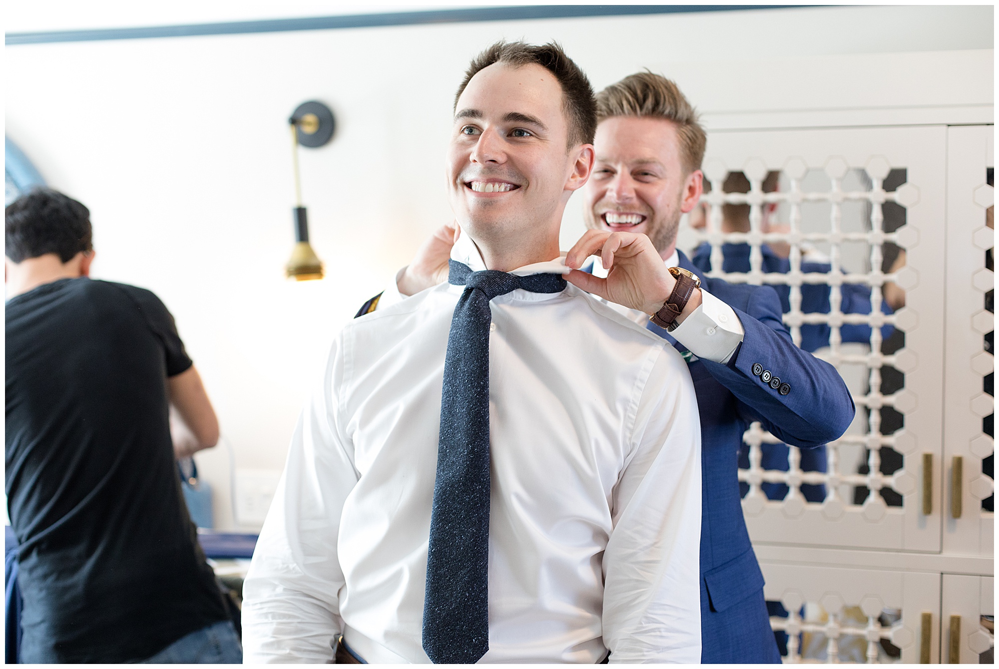 groom getting ready at sands hotel 