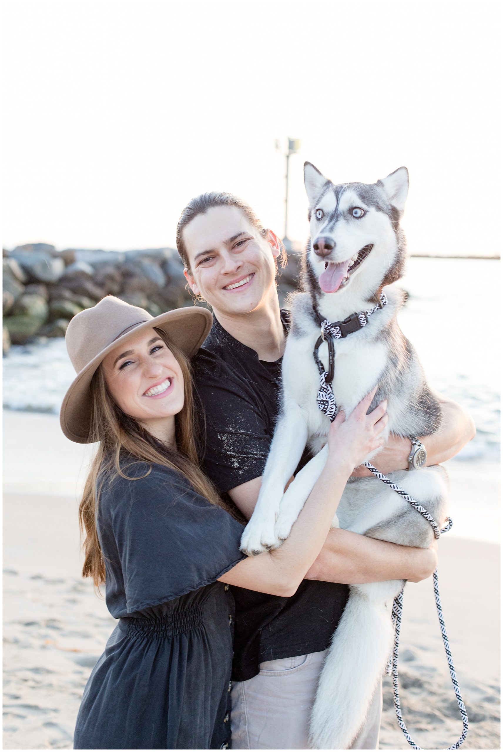 beach engagement photos with dog