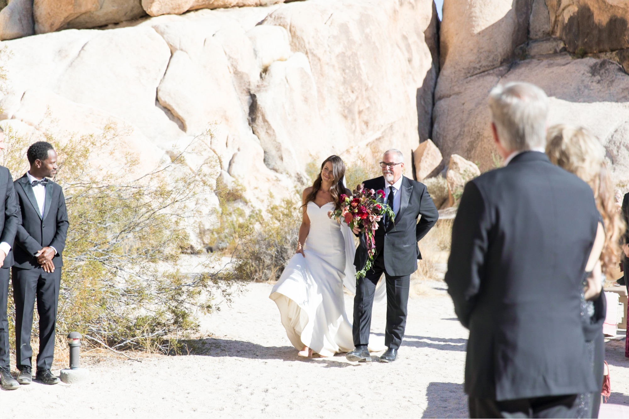 bride walking down aisle at Indian Cove Amphitheater Wedding ceremony