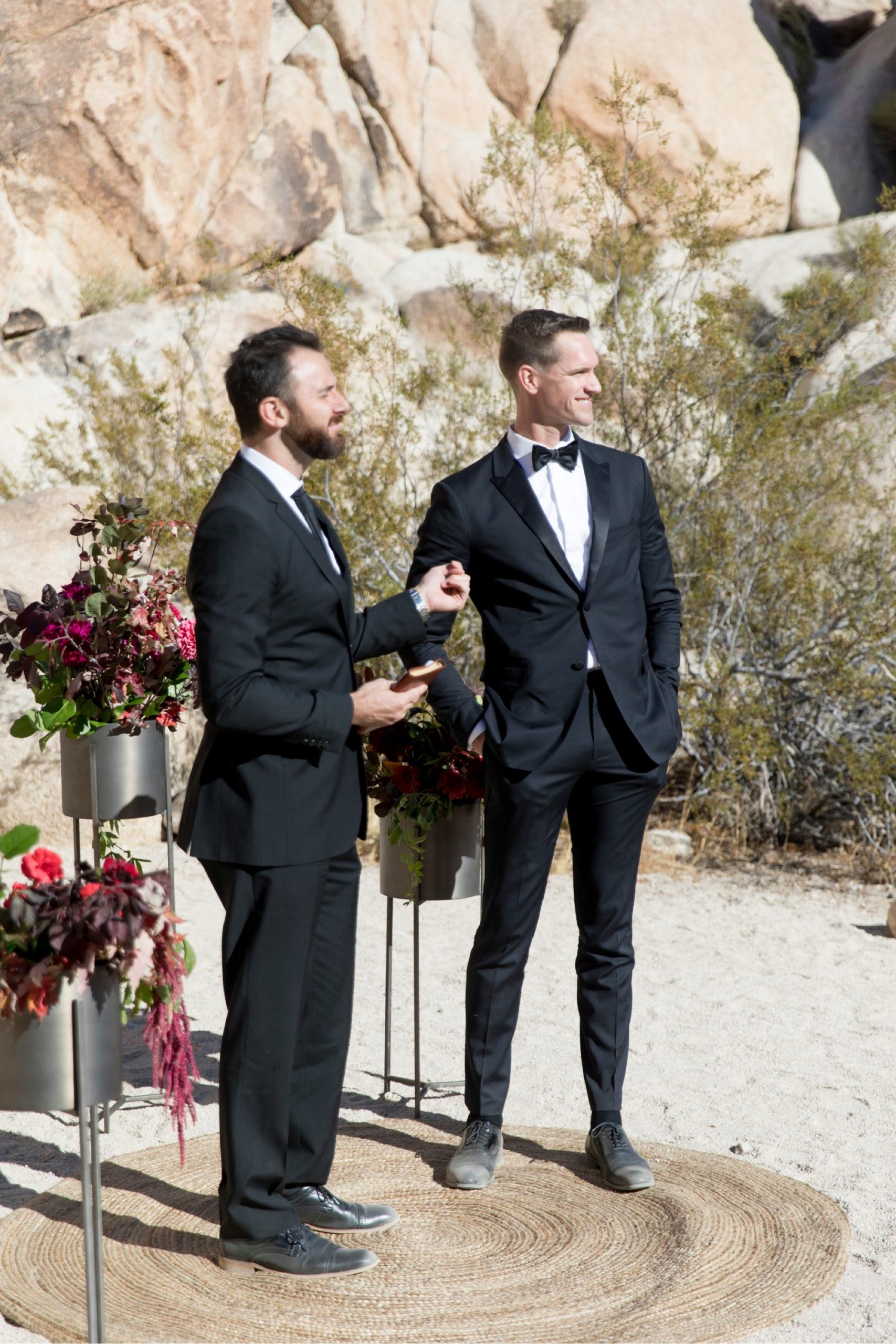 groom seeing his bride for the first time at Indian Cove Amphitheater Wedding ceremony