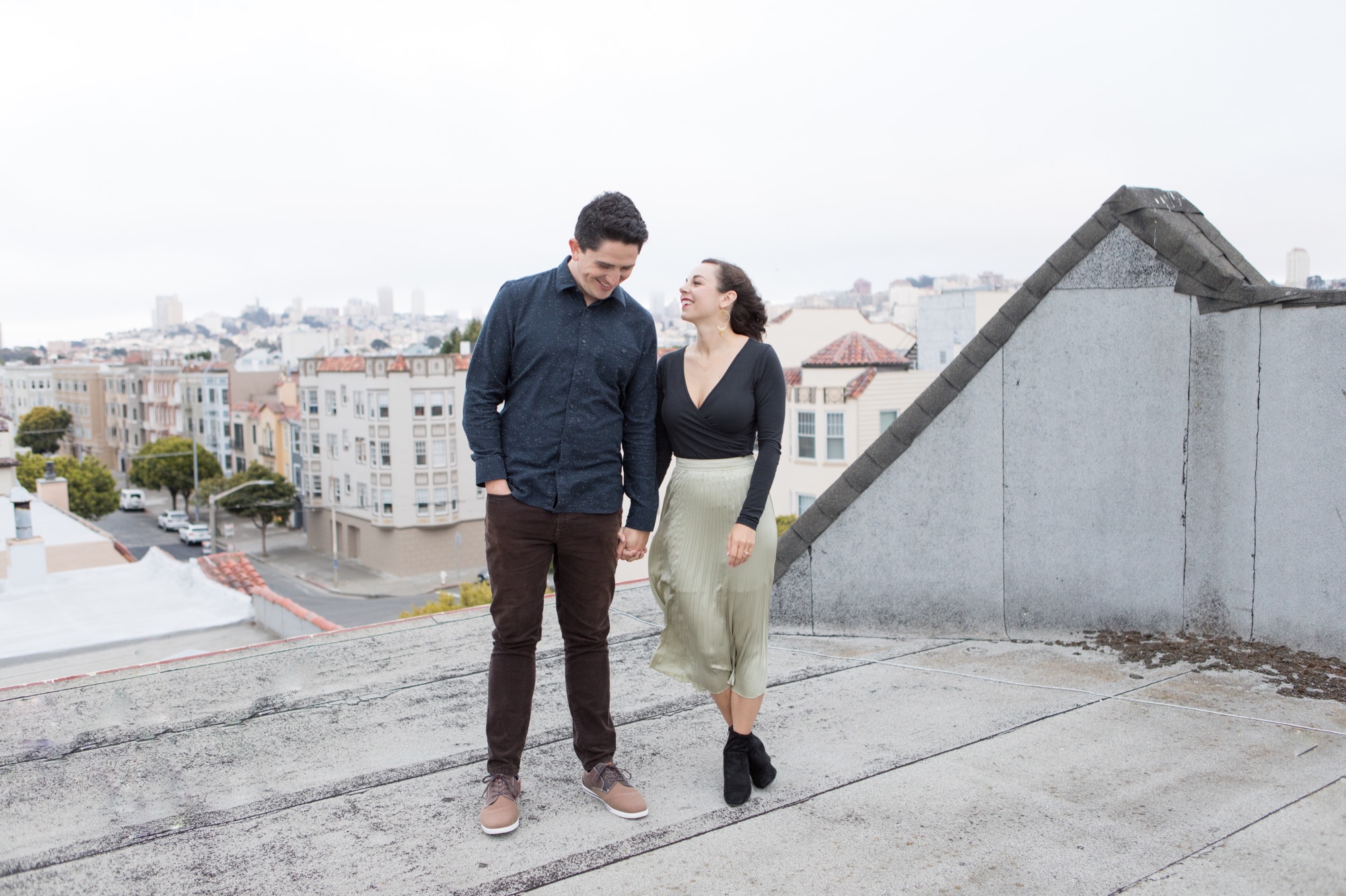 san francisco rooftop engagement photos