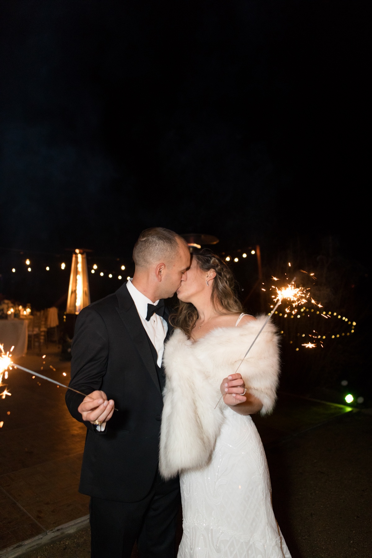 new years eve sparklers at oceanside wedding