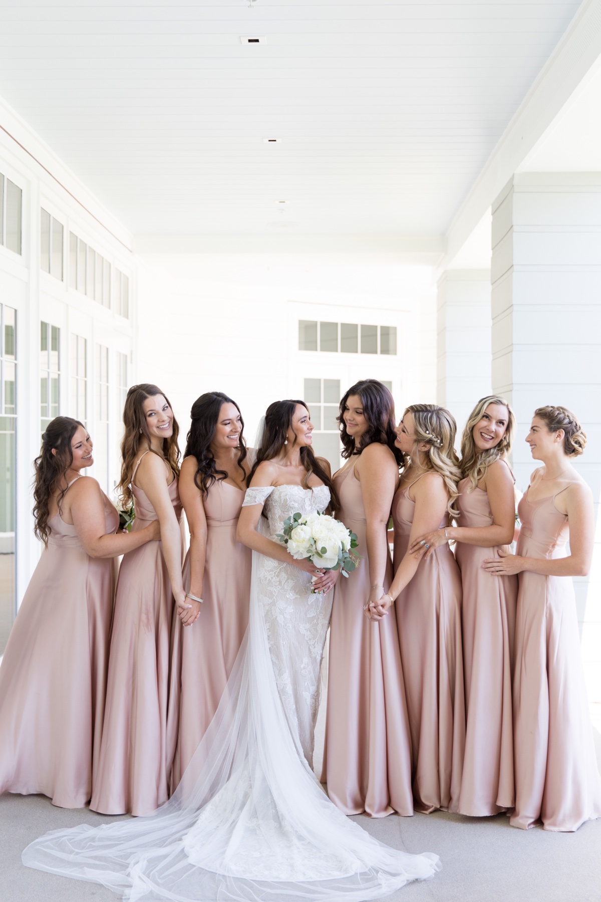pink satin bridesmaid dresses