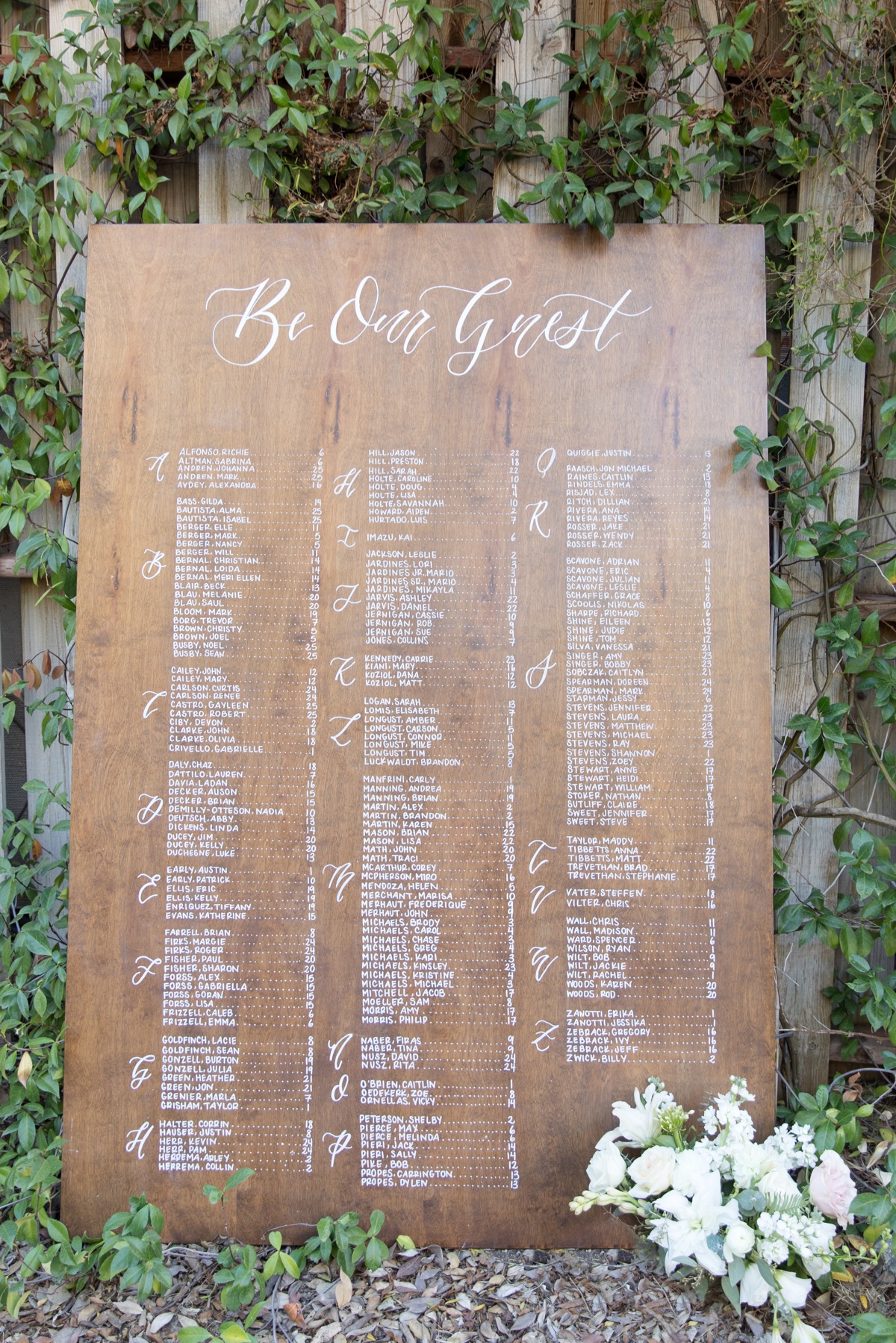 winery wedding seating chart be our guest