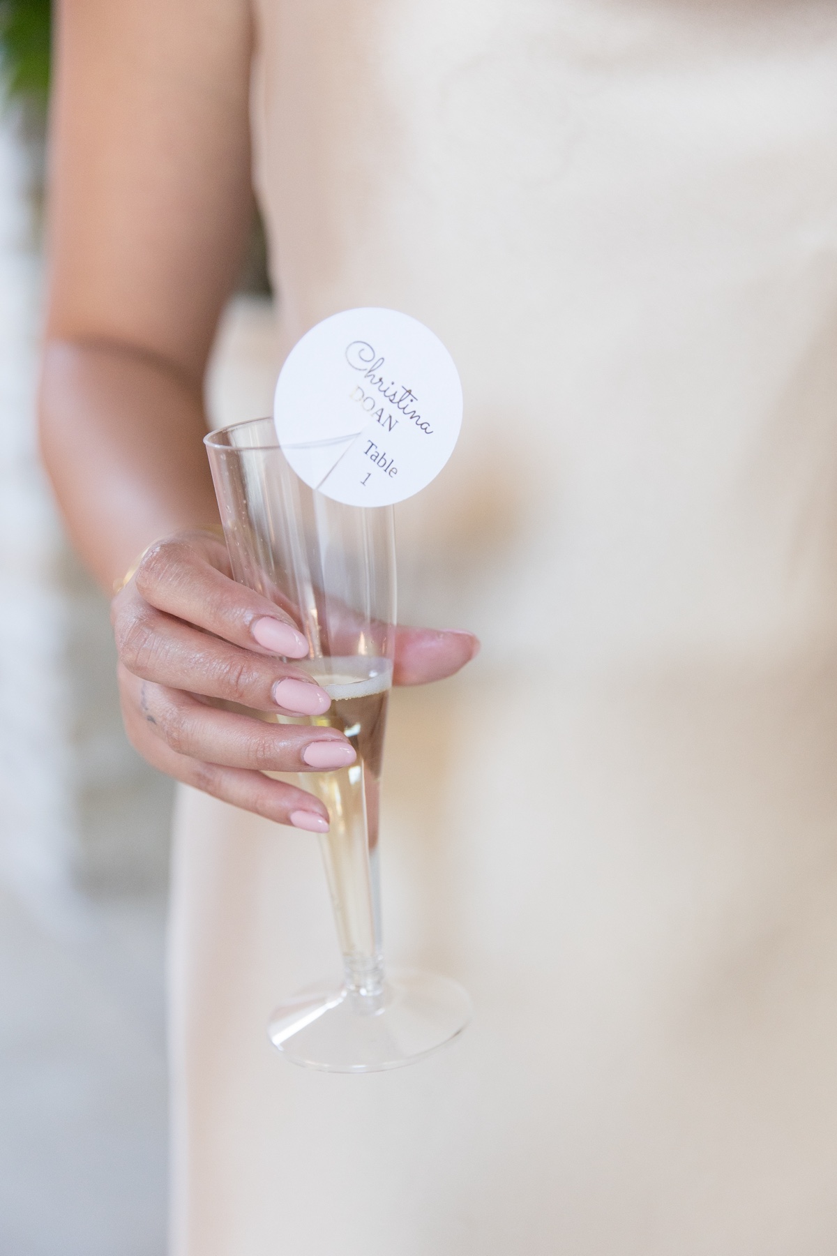 wedding champagne glass tags table number