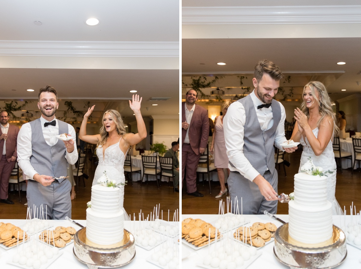 los angeles cake cutting at wedding reception