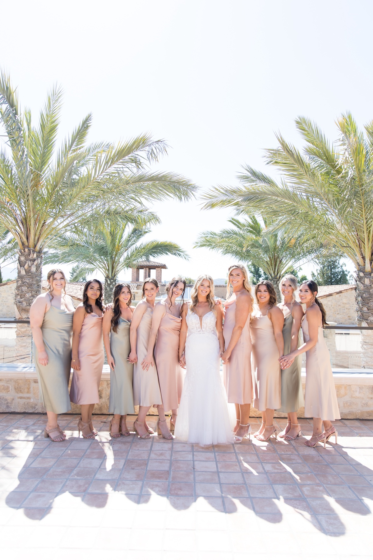 silk bridesmaid dresses sage green and blush