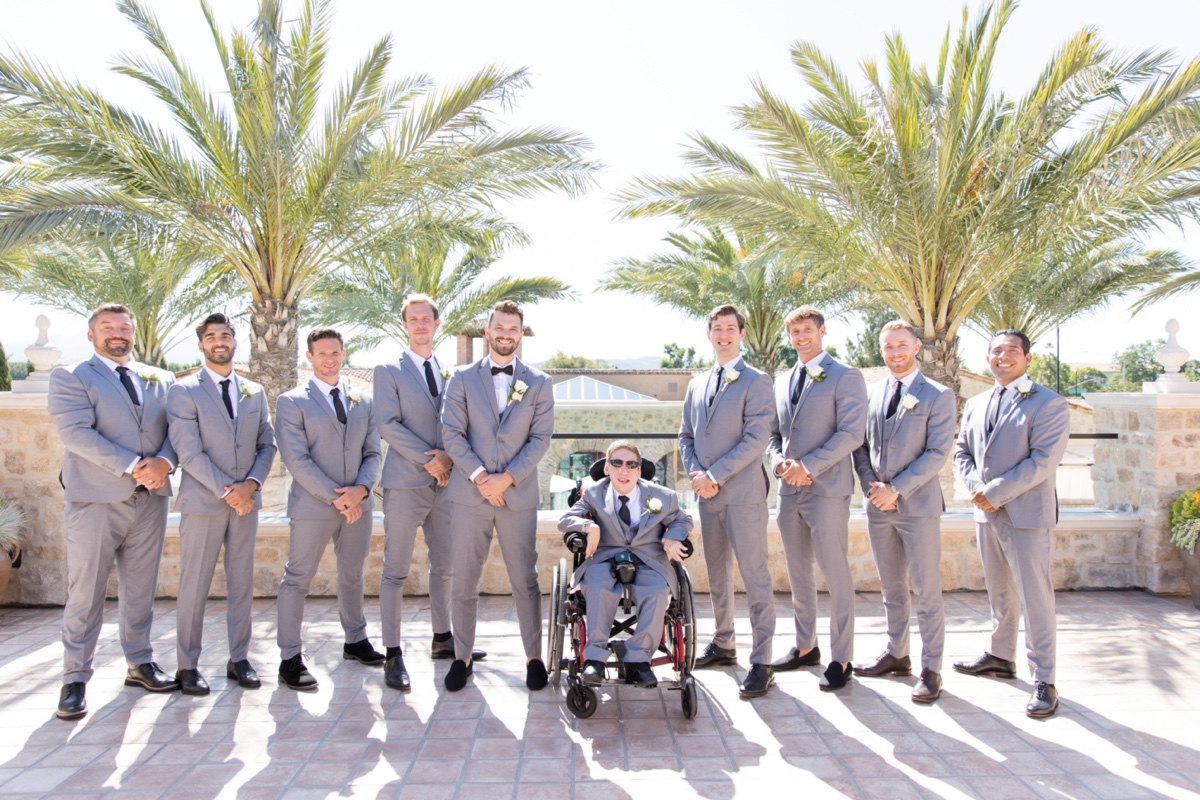 groomsmen in grey suits