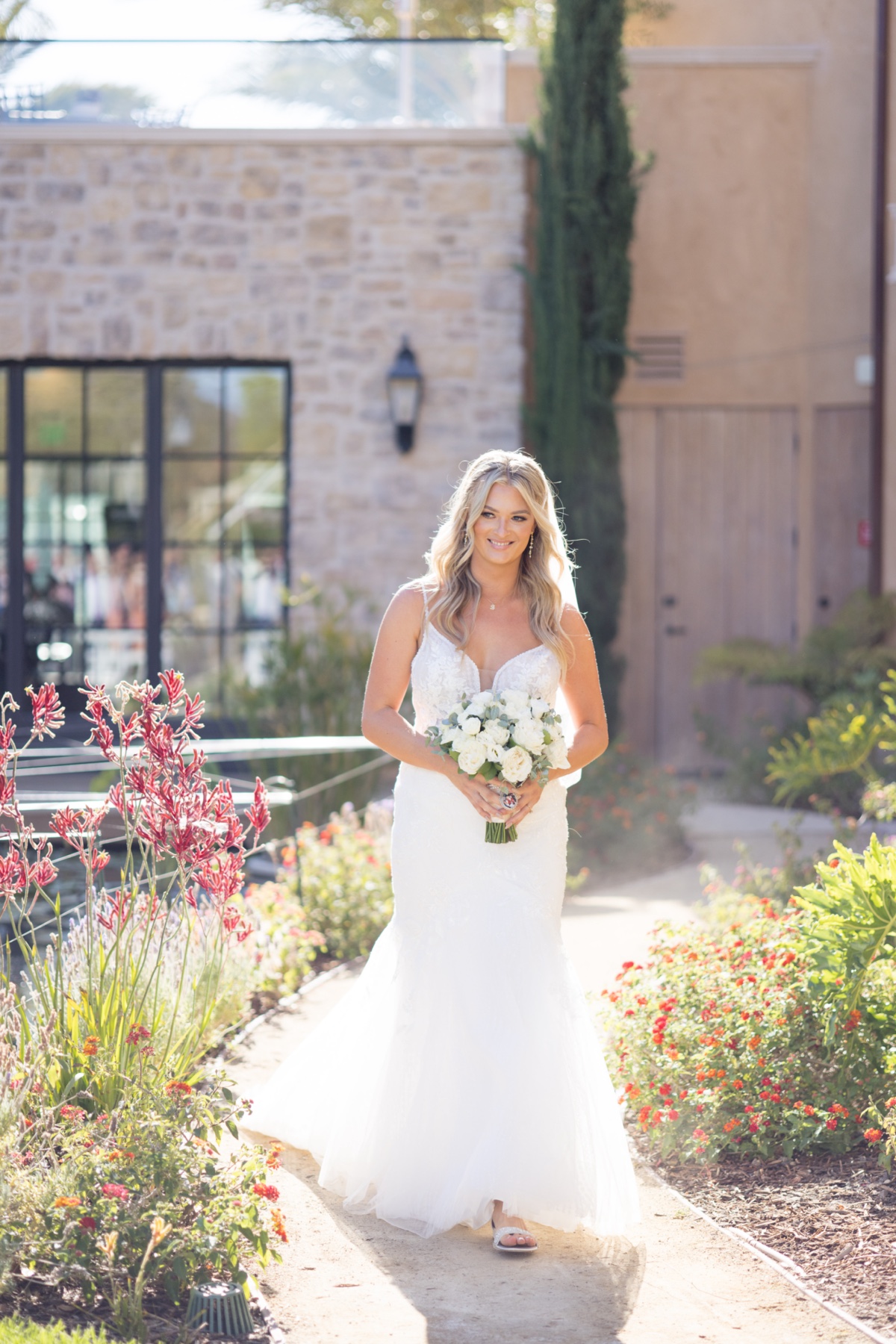 bride walking down the aisle at los angeles wedding