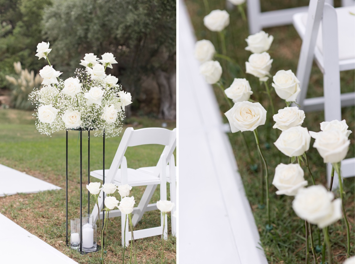 white flowers wedding ceremony