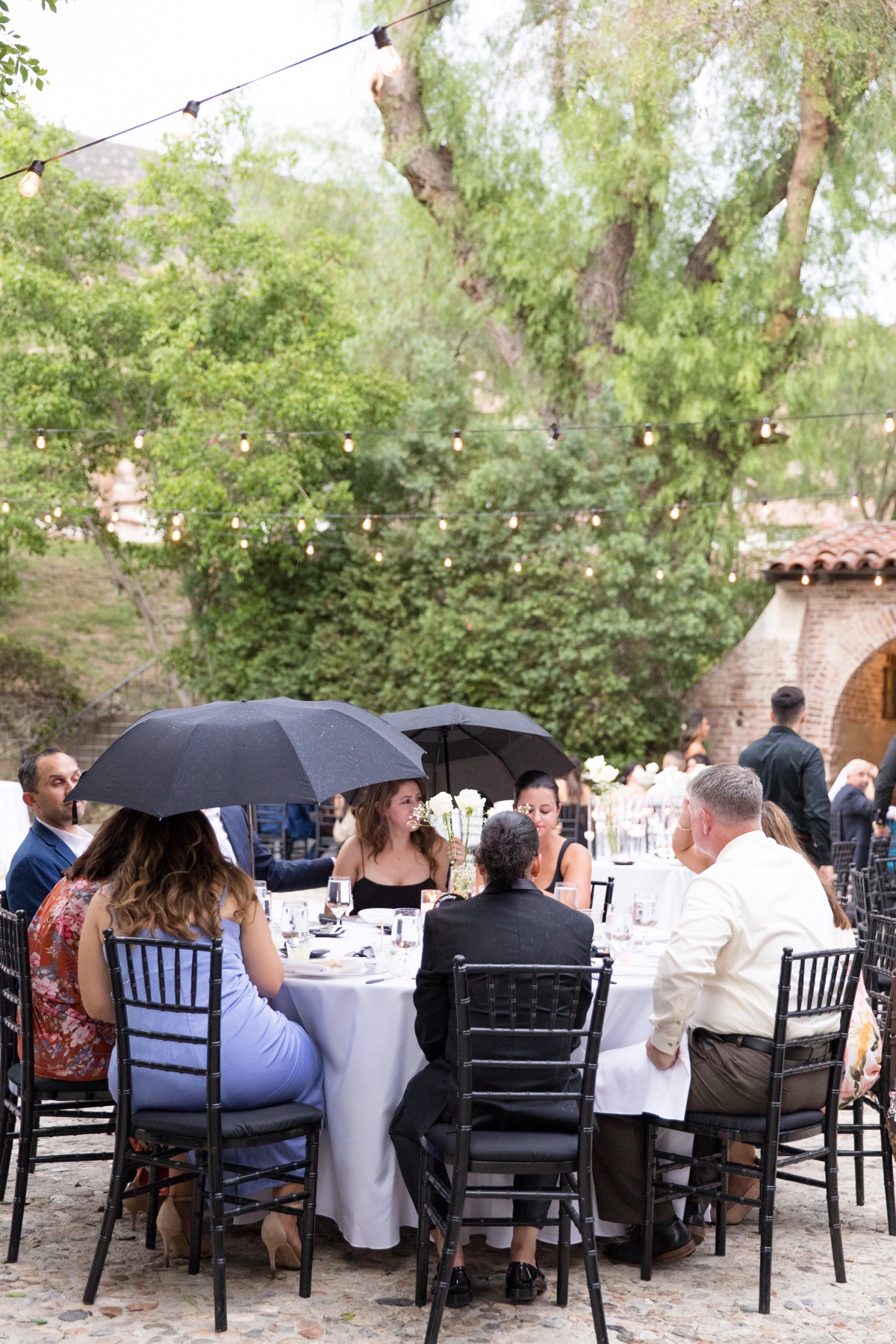 rainy wedding reception