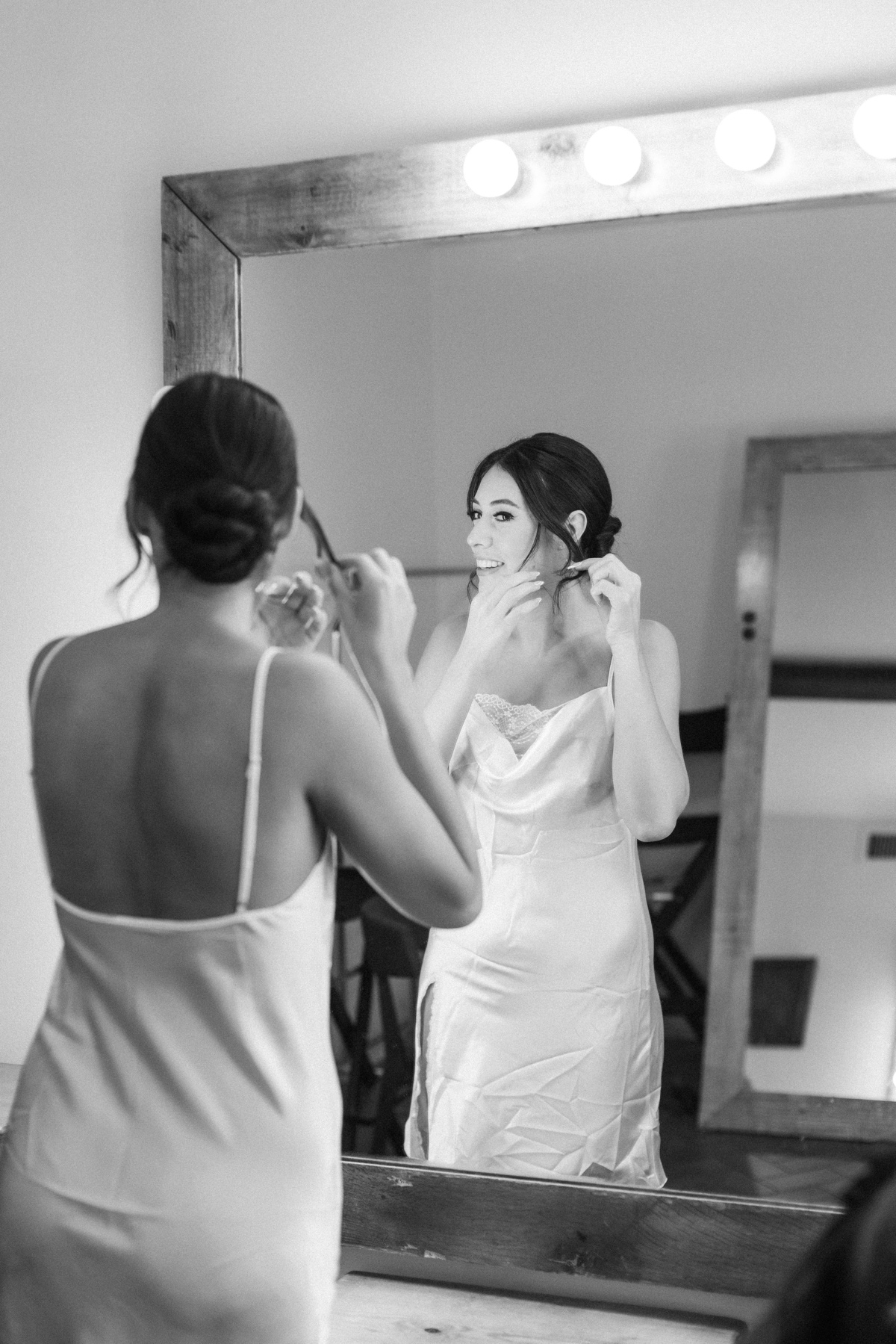 bride getting ready on wedding day