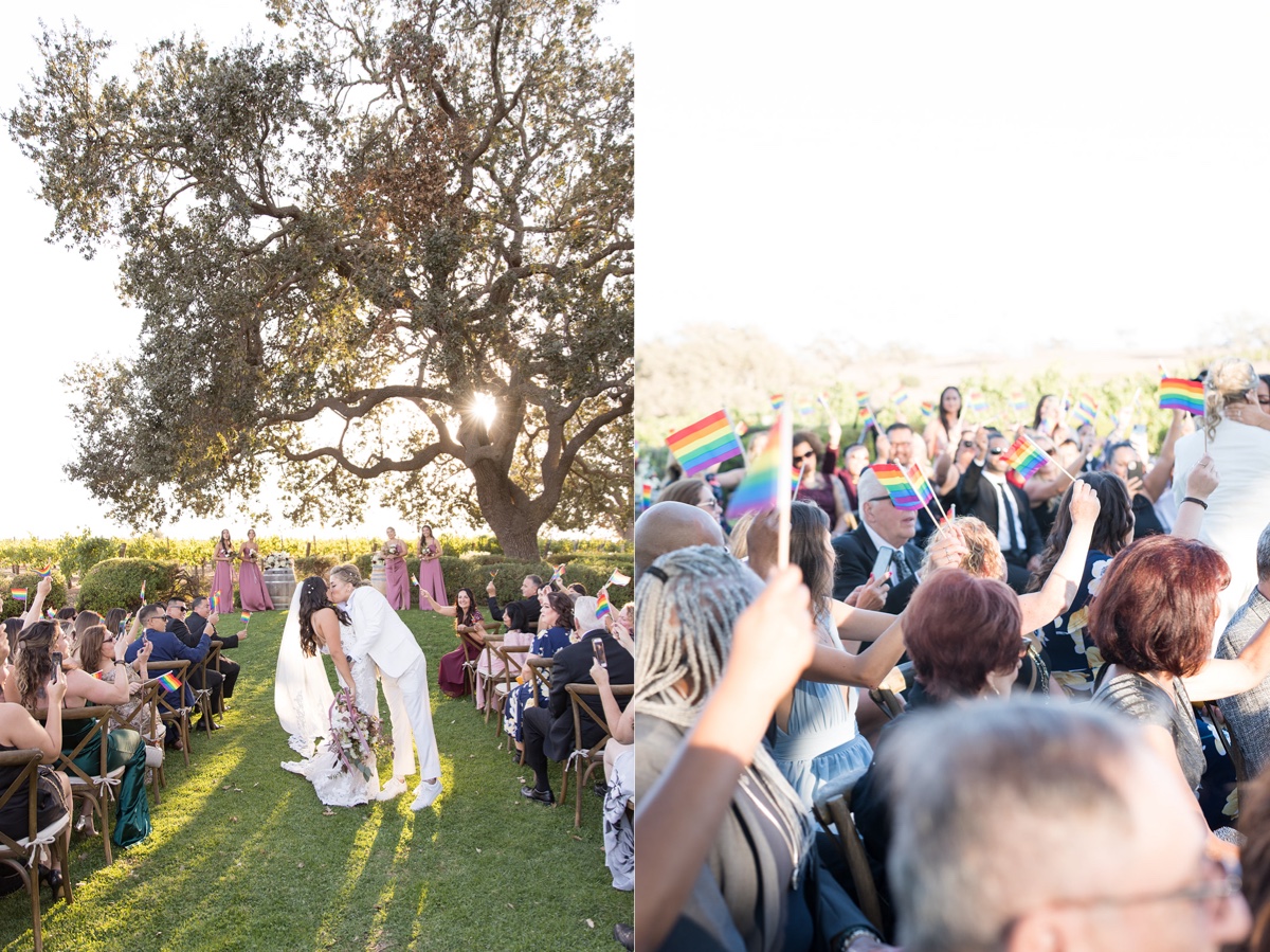 pride flag mrs and mrs wedding ceremony 