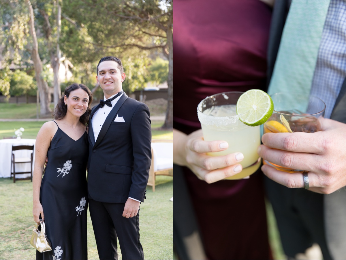 Outdoor cocktail hour setup at Laguna Ranch with lounge furniture and garden views in Laguna Beach