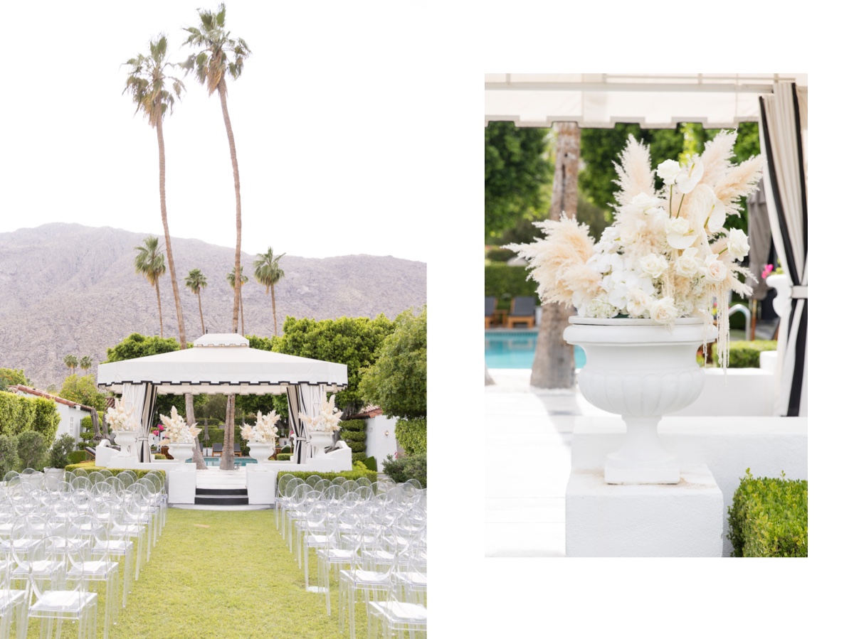 white and champagne details at the avalon hotel palm spring wedding