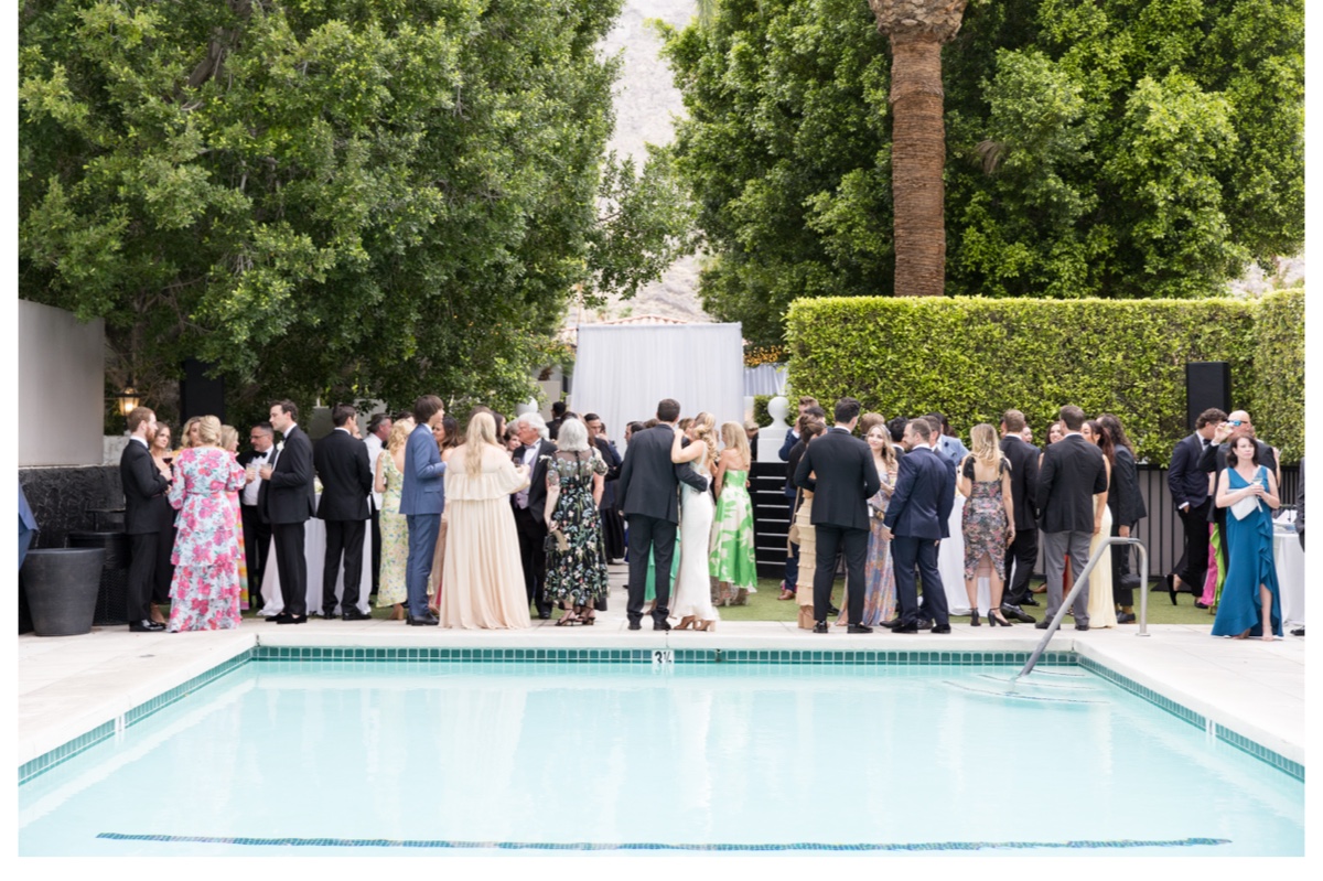 This avalon hotel palm springs wedding at their cocktail hour poolside.