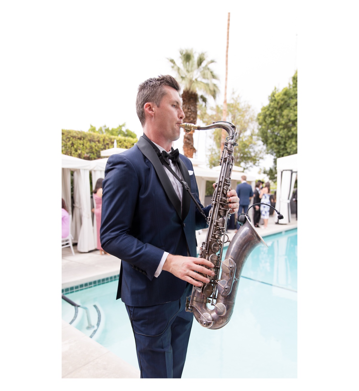 This saxophone player was the best entertainment at this avalon hotel palm springs wedding.