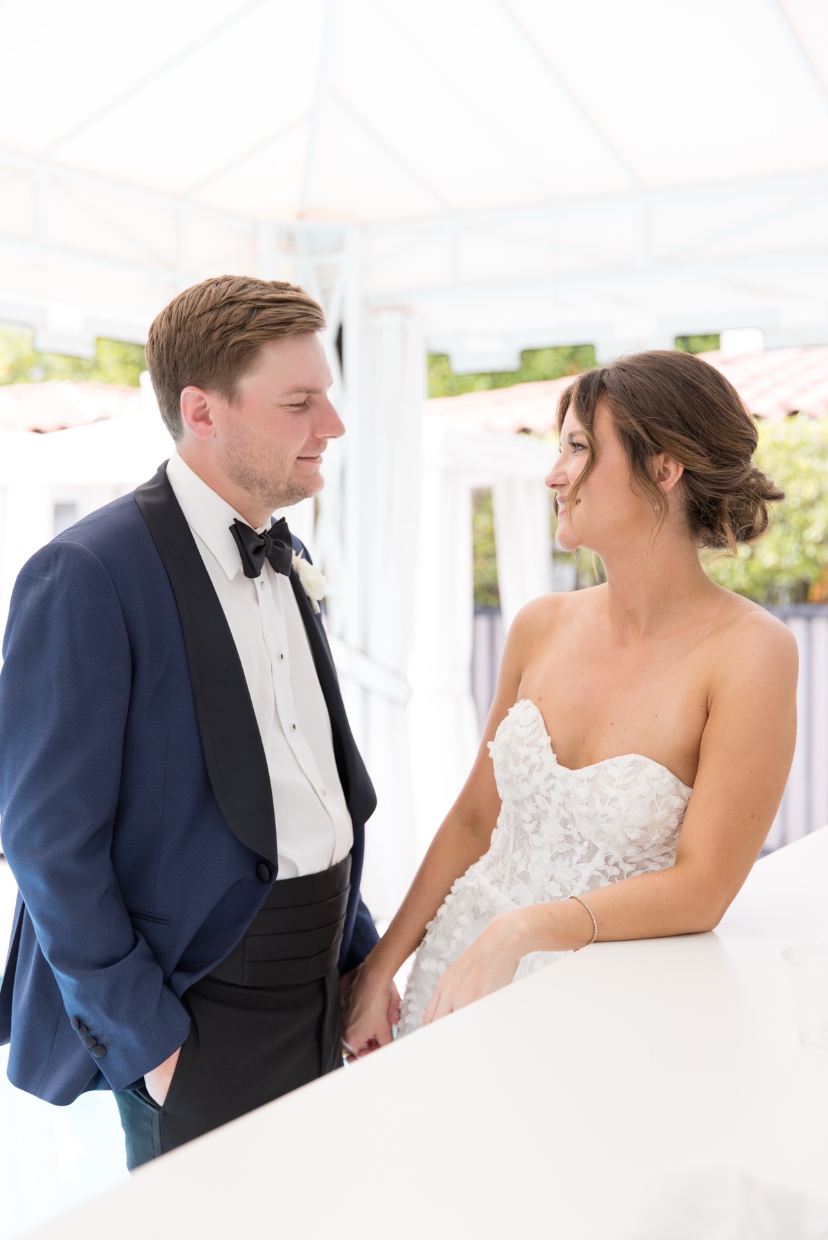 couple sharing a moment at their avalon hotel palm springs wedding