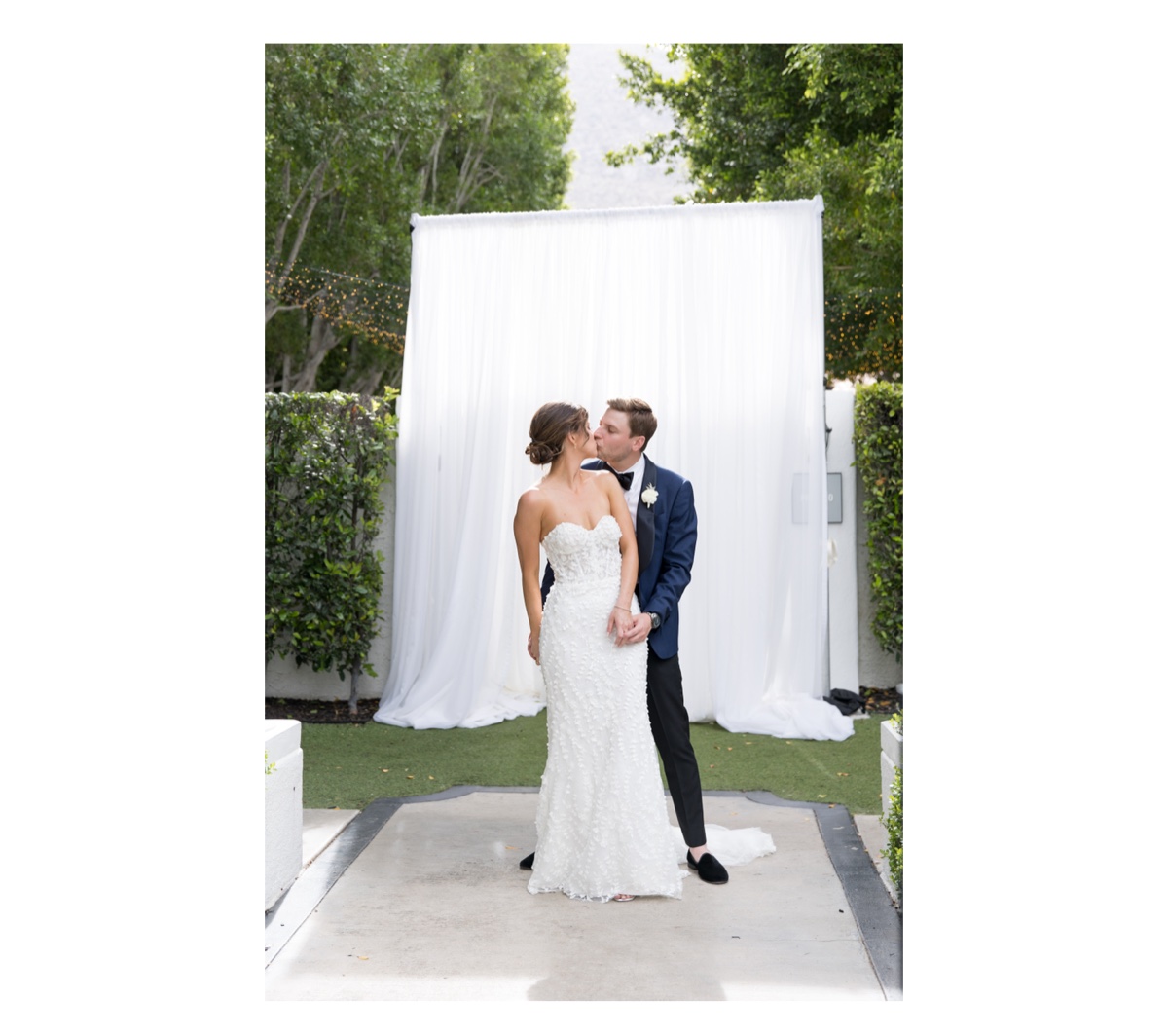 sunset portraits for this bride and groom at their palm springs wedding