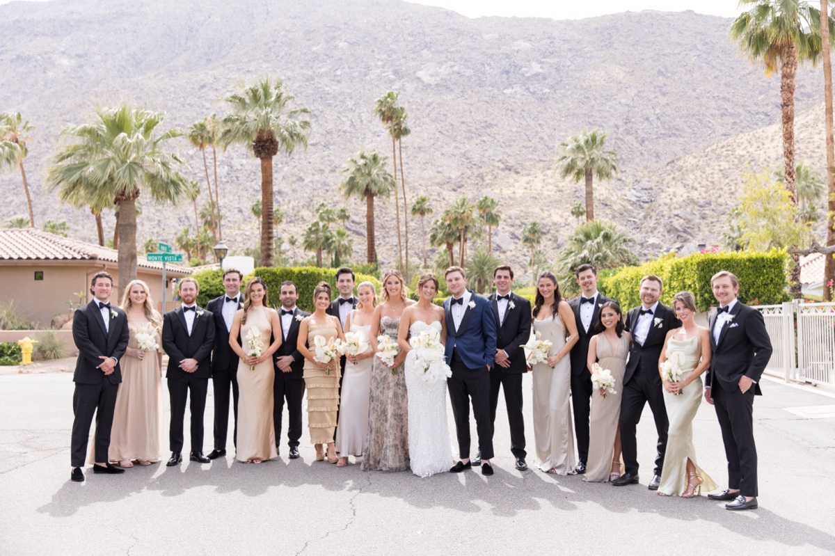 bridal party at their avalon hotel palm springs wedding