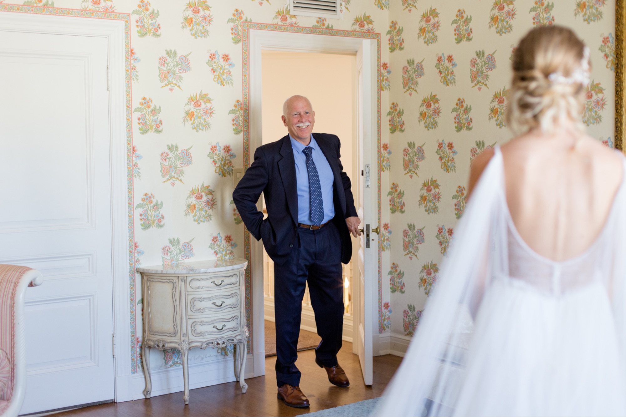 first look with dad at Darlington House wedding